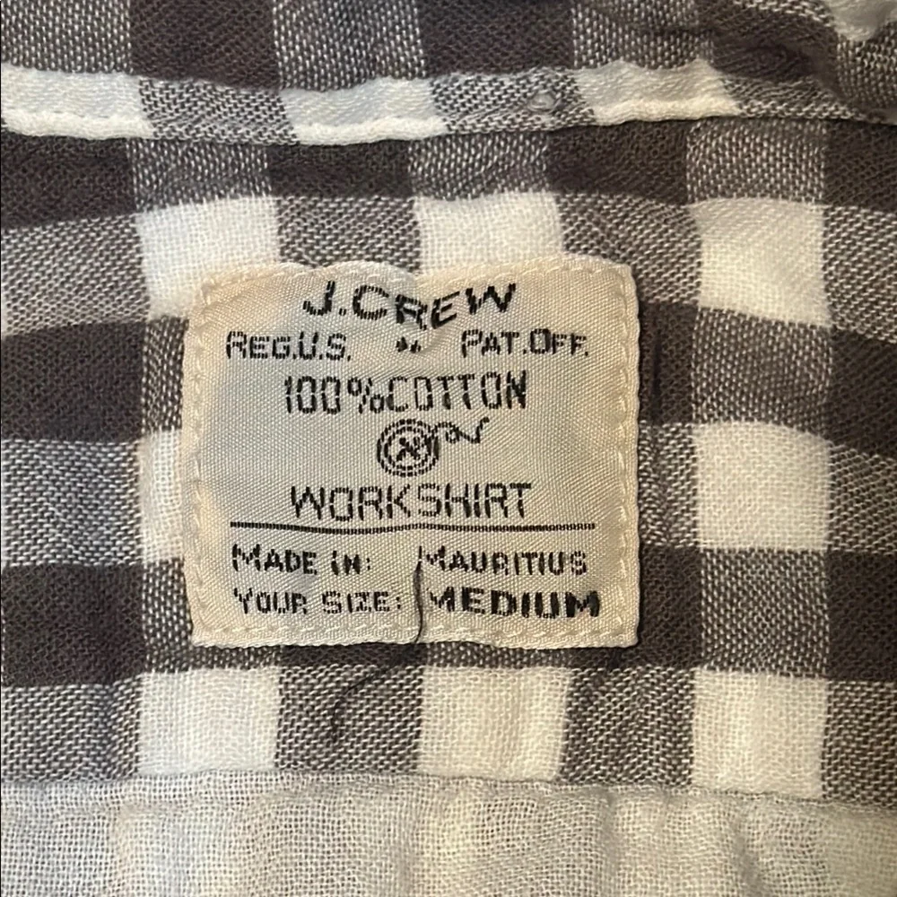 J. Crew White and Gray Casual Button Down Shirt